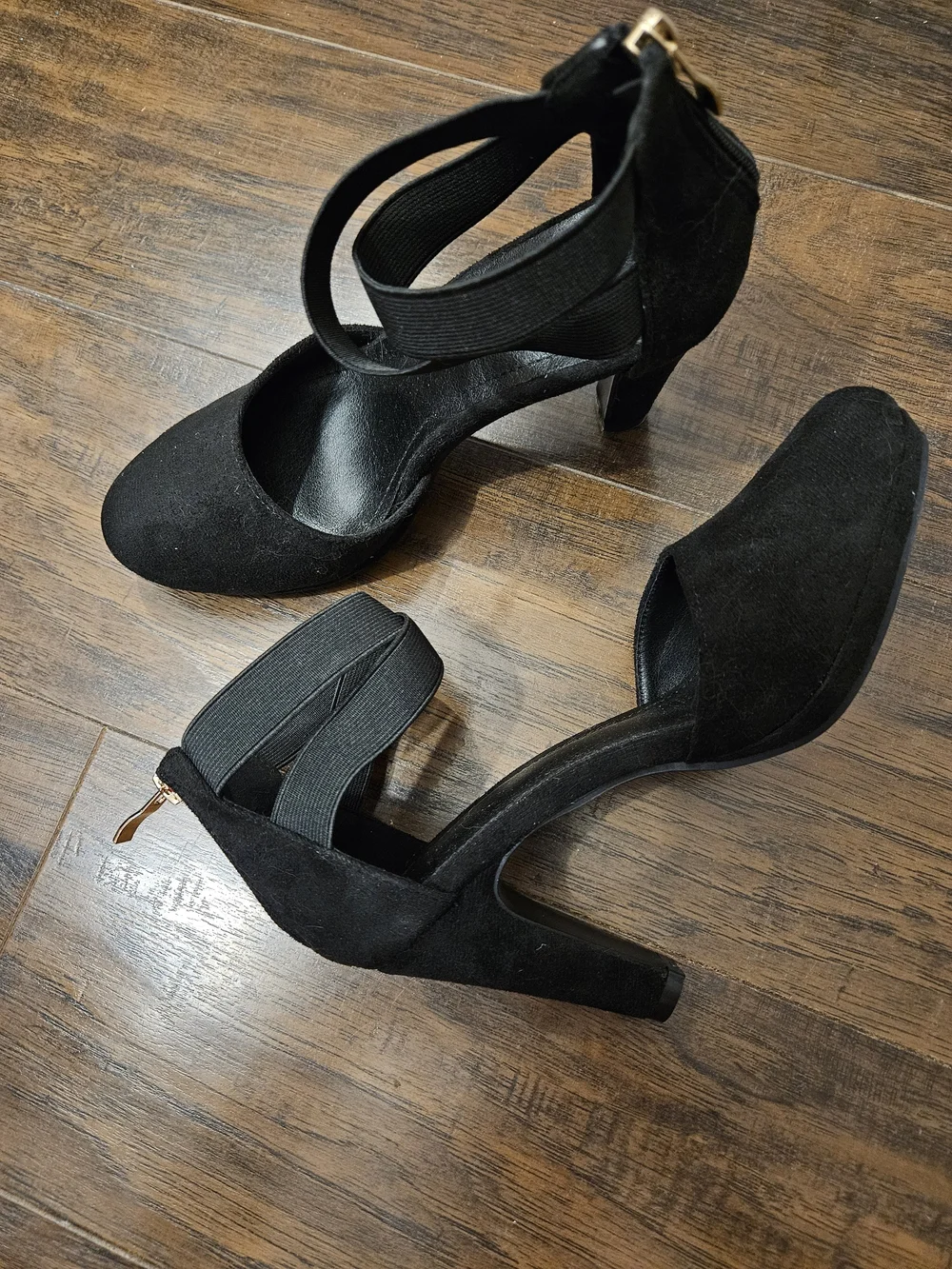 Black Suede Ankle-Strap Heels